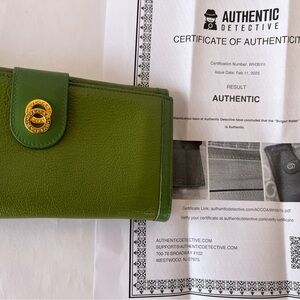 COA Bvlgari Long Wallet Doppi Tondo Green Hardware Bulgari Green Leather Wallet
